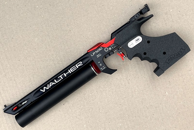 PRESSLUFTPISTOLE WALTHER LP500-M "SONDERDESIGN ROT" - "MEISTERMANUFAKTUR" - "MECHANISCHER ABZUG" – Bild 2