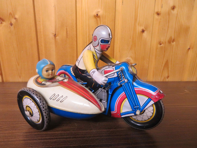 Antikes Blechspielzeug (Motorradfahrer) – billede 3