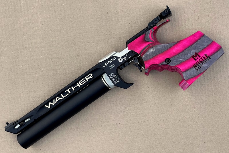 PRESSLUFTPISTOLE WALTHER LP500 EXPERT "PINK - GRIFF" - 2 X Alu- Kartusche – Bild 2