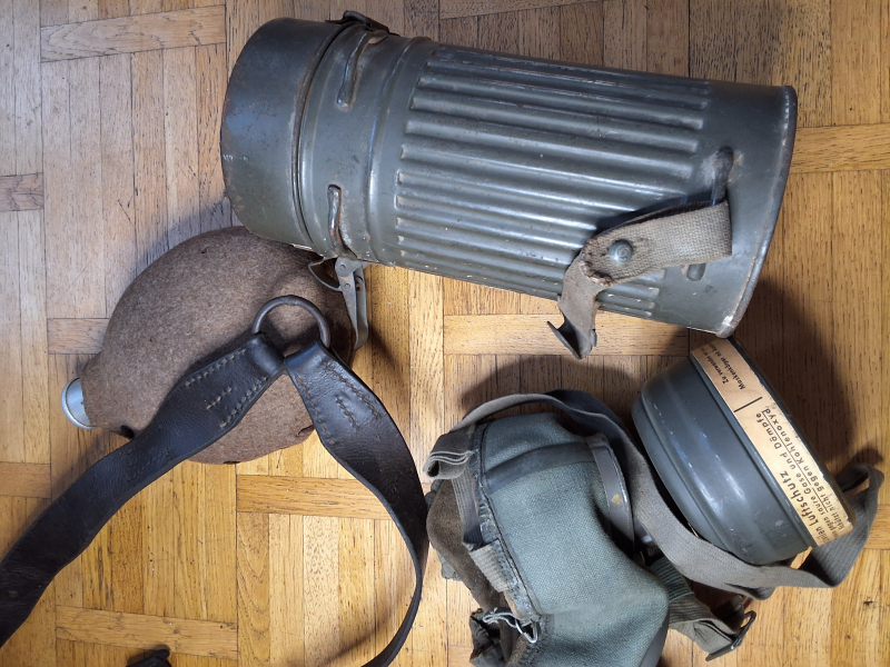 Y-Riemen, Feldflasche, Gasmaske komplett orgonal Wehrmacht – billede 6