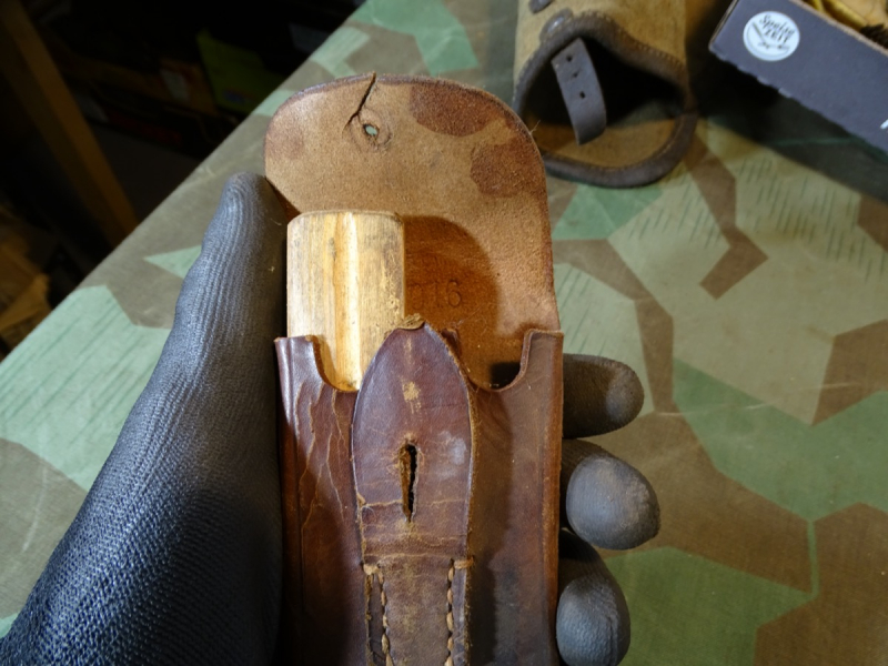 Seltene P 08 Magazintasche mit Holz Taschenspanner , 1. . Weltkrieg, 1916, 10 F.A.Rgt – billede 6