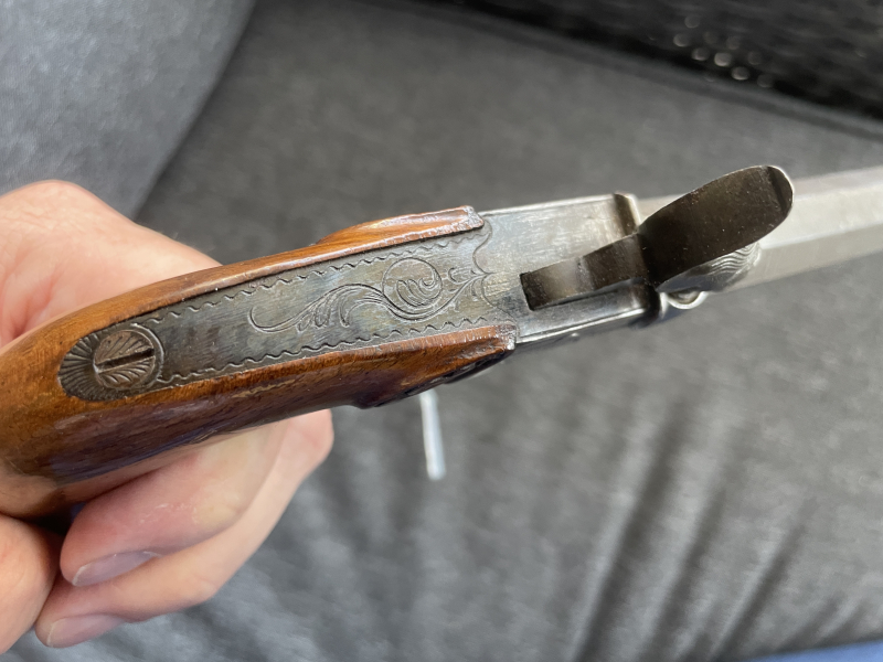 Perkussionstaschenpistole 1850 Frankreich Cal. 12mm graviert TOP ERHALTEN RAR SELTEN – Bild 5
