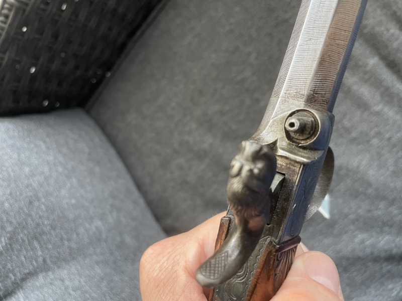 Perkussionstaschenpistole 1850 Frankreich Cal. 12mm graviert TOP ERHALTEN RAR SELTEN – Bild 6