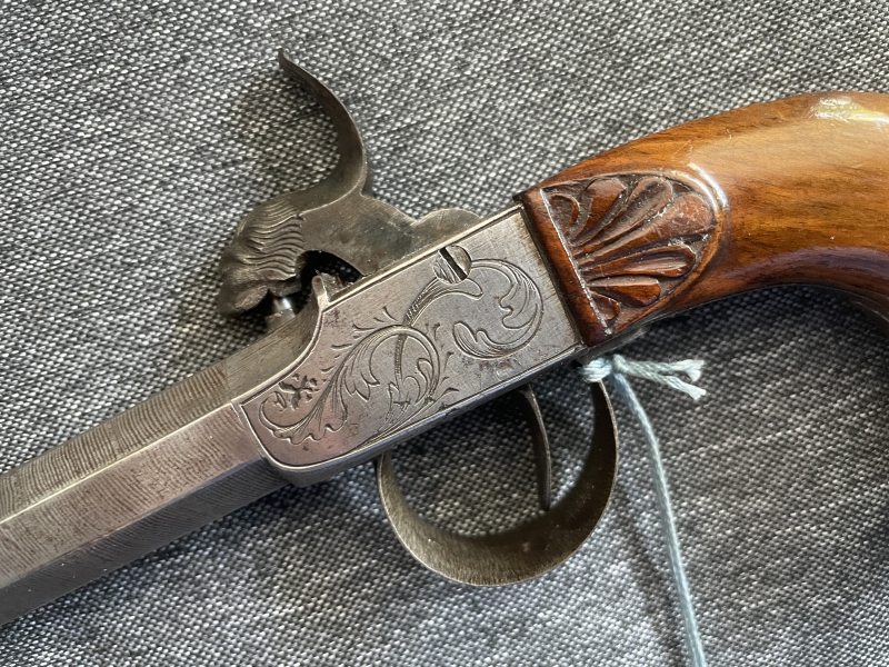 Perkussionstaschenpistole 1850 Frankreich Cal. 12mm graviert TOP ERHALTEN RAR SELTEN – Bild 4