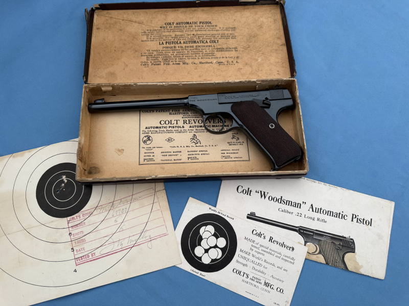 Pistole COLT < WOODSMAN > - 1st Model - BJ 1928 - .22 l.r. - BOX Selten – Bild 5