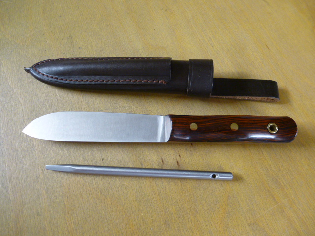 Linder - Messer - 440A SAILOR'S TOOL MS - Nr. 167113 - Griff aus Cocoboloholz - Lederscheide in OVP – Bild 2