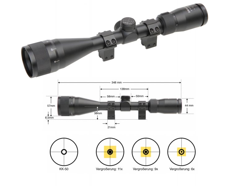 SIMALUX Zielfernrohr 4-12x44 Ringabsehen für z.B. DSB-Disziplin KK-50m – Bild 2