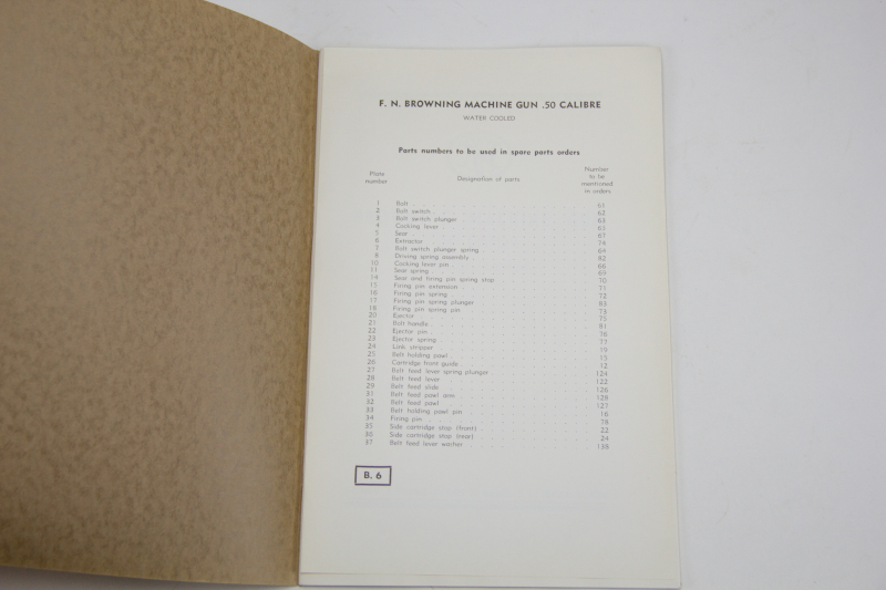 Handbuch Beschreibung FN Browning Machine Gun 50 Calibre Water cooled Begien – Bild 2