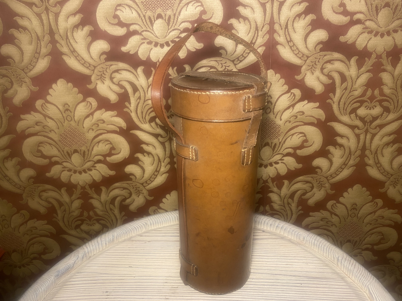 Britischer Clarkson Case Cordite Case Treibladungsbehälter aus Leder Marine Artillerie – Bild 2