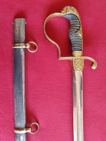 Orig. Sachsen/Preuß. früher Artillerie Löwenkopf Säbel mit Scheide Hersteller W.K.&C. – Bild 3