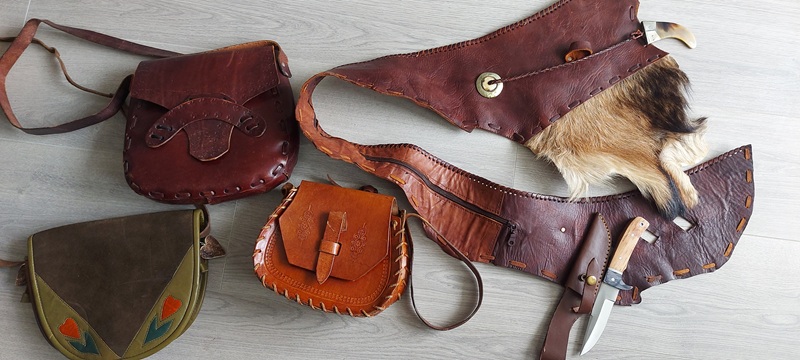 Konvolut Jagdtasche Ammunitiontasche.Leder – Bild 2