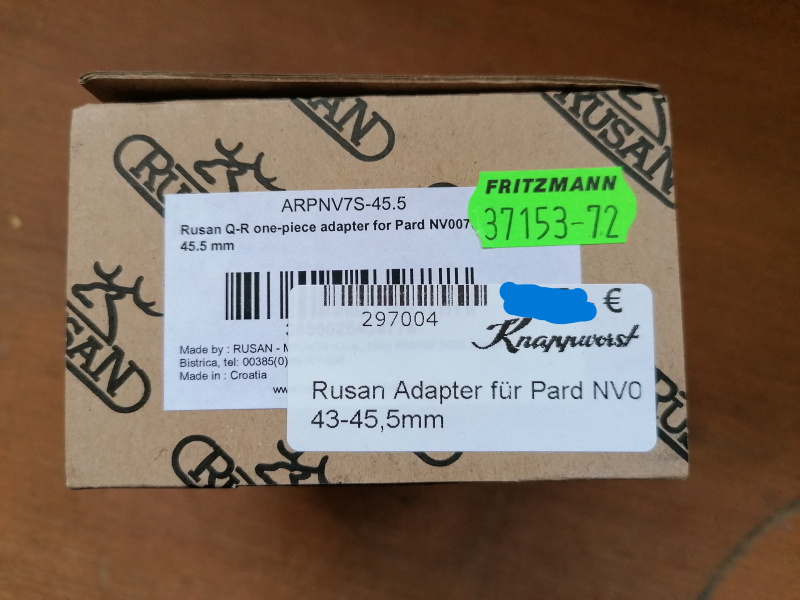 RUSAN Adapter, ARPNV7S-45.5, für PARD, TOP-Zustand – billede 4
