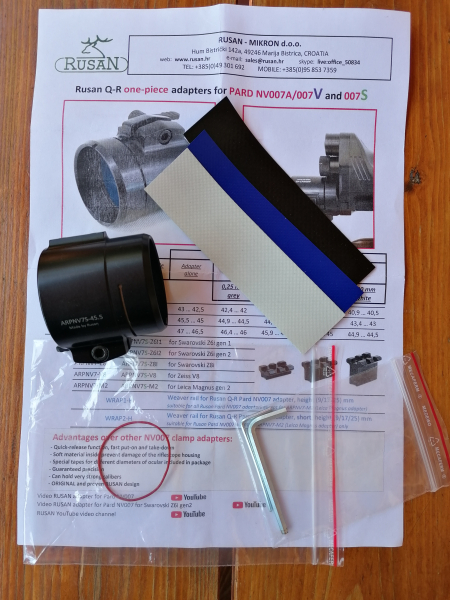 RUSAN Adapter, ARPNV7S-45.5, für PARD, TOP-Zustand – billede 2
