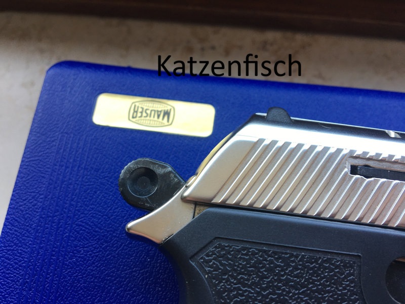 Mauser HSC 90, seltene Ausführung in Satin Nickel, ungeschossen und orig. verpacktes Full Set. – Bild 4
