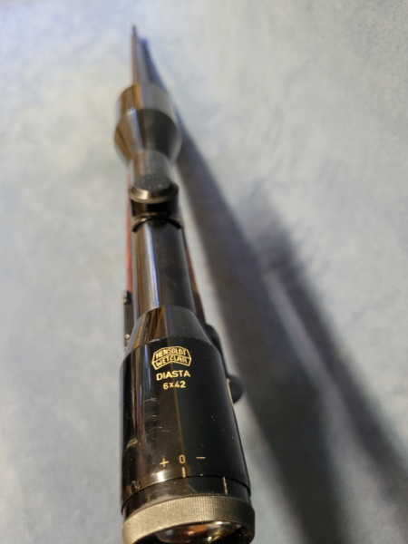Repetierer 7x64 DWM Mauser Modelo Argentino 1909 mit Wappen Ganzschaft DIASTA 6x42 Dioptrien verstel – Bild 6