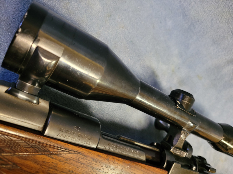 Repetierer 7x64 DWM Mauser Modelo Argentino 1909 mit Wappen Ganzschaft DIASTA 6x42 Dioptrien verstel – Bild 5