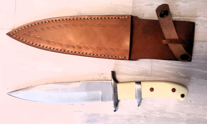 Starkes Subhilt Kampfmesser Bowieartig mit Mosaikpins – billede 2