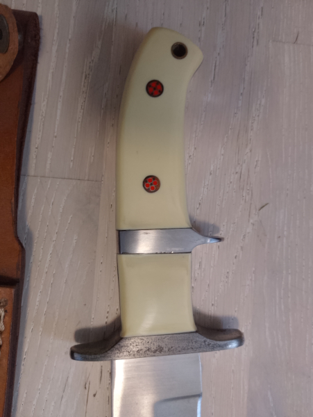 Starkes Subhilt Kampfmesser Bowieartig mit Mosaikpins – billede 3