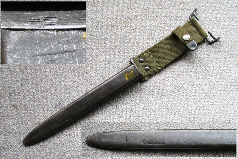 Scheide mit Koppelschuh zum norwegischen Krag Jörgensen Bajonett Seitengewehr M.1894 mit WaA-Abnahme – stampa 2