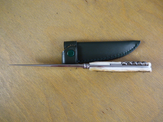 Hubertus - Nicker - Jagd - Messer - Griff aus Hirschhorn - grüne Lederscheide - 24.301 HH.10 – Bild 4