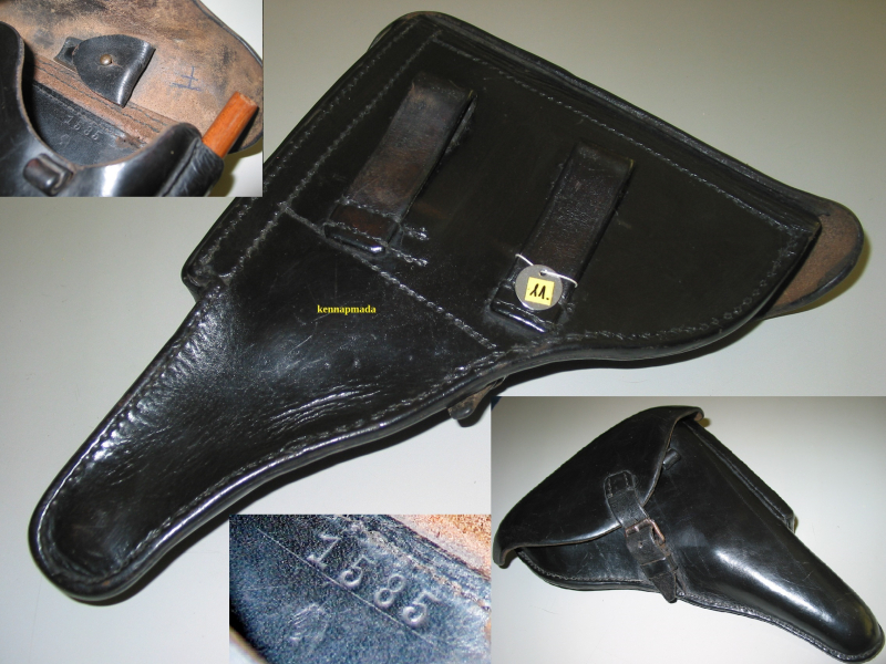 Pistolentasche, Luger, P 08 Koffertasche, Holster aus schwarzem Leder, mit eine Magazin-Attrappe. – Bild 2