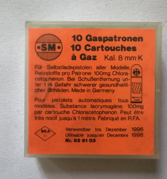SM 10 Gaspatronen CHLORACETOPHENON cal. 8mm – billede 2