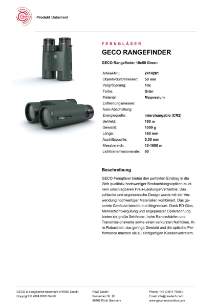 GECO RF 10x50 Fernglas mit Entfernungsmesser Neuwertig! Wie GPO Rangeguide Berlin – imaginea 2