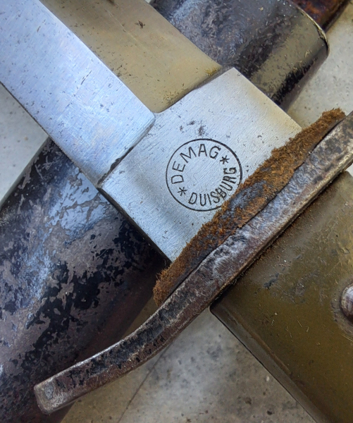 UNBENUTZTER Grabendolch DEMAG DUISBURG, Ganzstahl, Abnahme, Kampfmesser, SG84/98, Solingen, – kuva 3