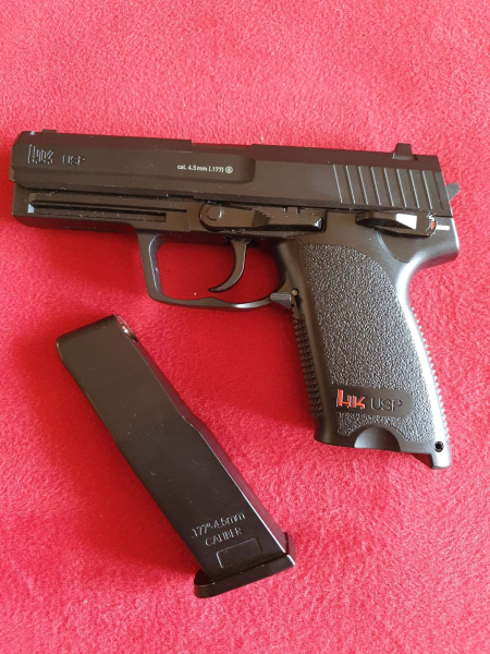 CO2 Luftpistole Heckler & Koch USP Blowback mit F 4,5mm BBS Stahlrundkugeln Neuwertig – Bild 3