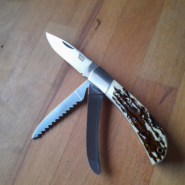Taschenmesser Wald & Forst Hischhorngriff mit Lederscheide – снимка 2