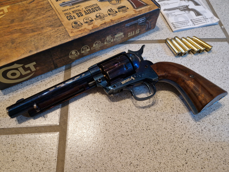 CO2 Revolver Colt Single Action Army .45 SAA .45 4,5mm BB Gun inkl. Ladehülsen, + OVP und Handbuch – stampa 2