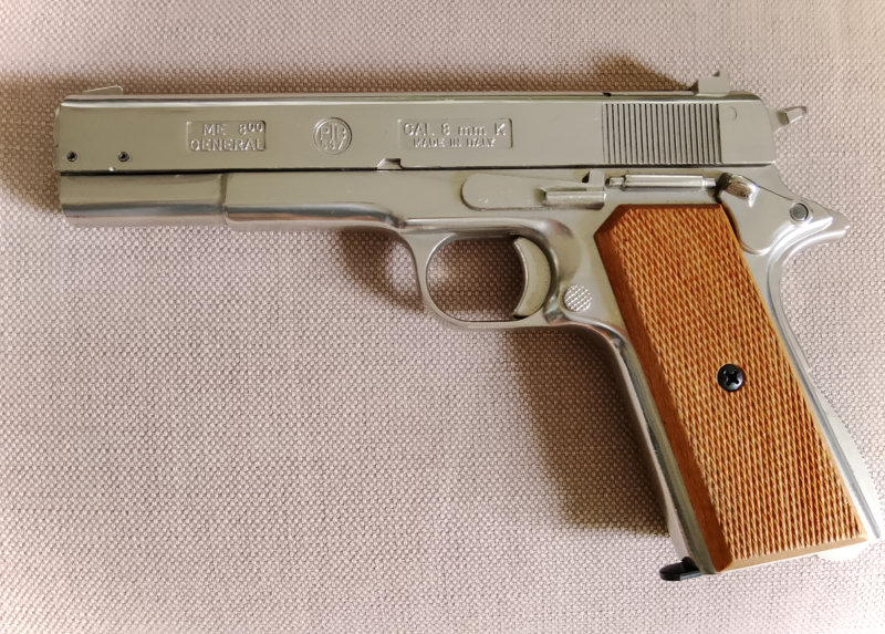 Colt 1911 Chrom + Holzgriffschalen Sammler Schreckschusspistole – slika 2