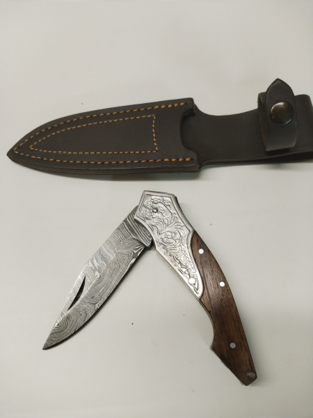 Damastmesser mit Lederscheide – Bild 2