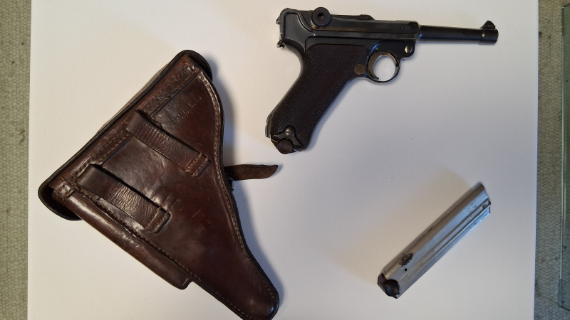 Orig. Full set P 08 DWM 1916, Tasche, 2 Magazine, Schlüssel, extrem selten – immagine 2
