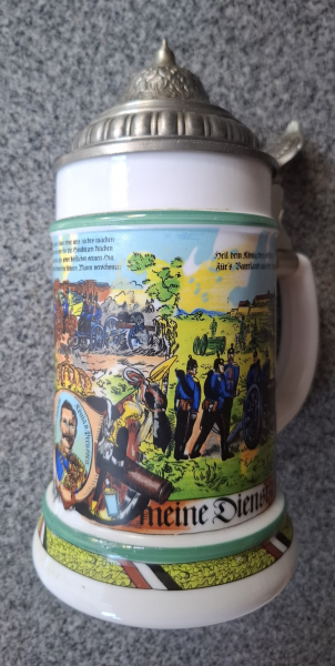 Bierkrug "Erinnerung an meine Dienstzeit" / Reservistenkrug (Replik) mit Zinndeckel – imaginea 2