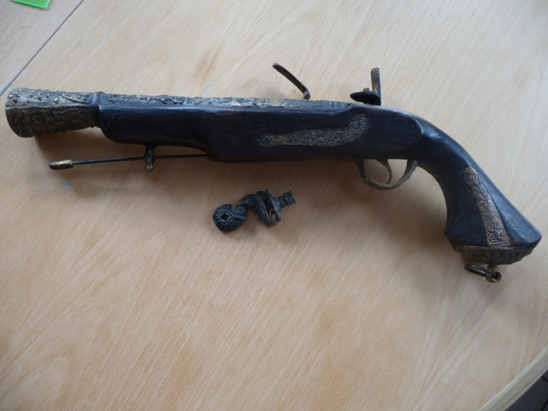 Steinschlosspistole Deko Waffe Replika 18./19. Jahrhundert Kubur Messing – Bild 2