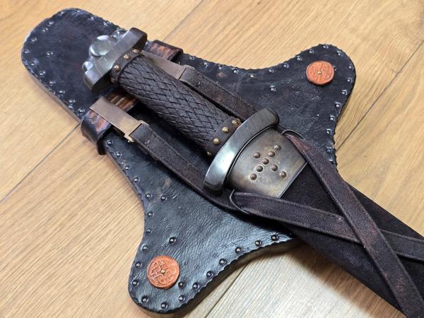 Frühes Wikingerschwert Godfred 8.Jh. mit scharfer Damastklinge – Bild 3