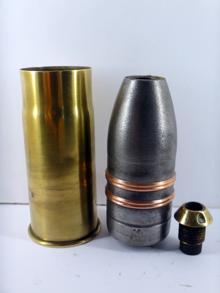 Französische 37mm / 3,7cm Patrone Mod. 1885 mit Sprenggranate Mod. 1888 – снимка 2