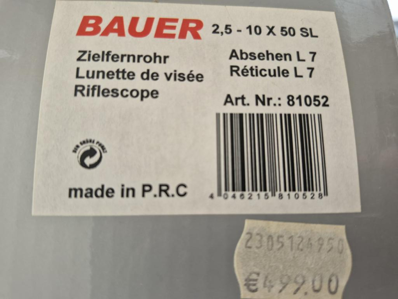 Zielfernrohr Bauer 2,5-10x50 mit Leuchtpunkt – Bild 2