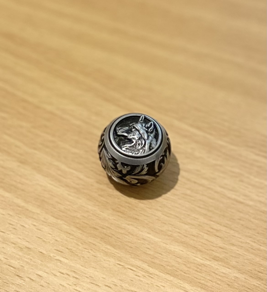 KAMMERGRIFFKUGEL mit stilisiertem Wolfs-Kopf - Boule de levier "loup" – Bild 2