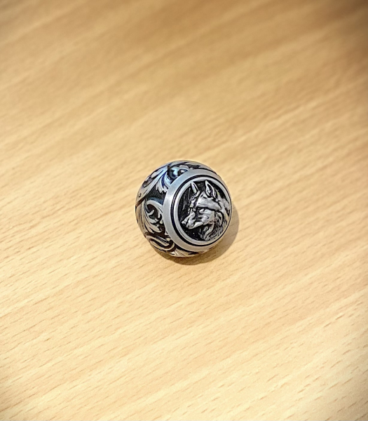 KAMMERGRIFFKUGEL mit stilisiertem Wolfs-Kopf - Boule de levier "loup" – Bild 3