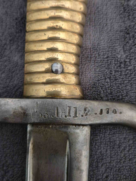 Chassepot M1866 Yatagan Beute Bajonett Truppenstempel – billede 3