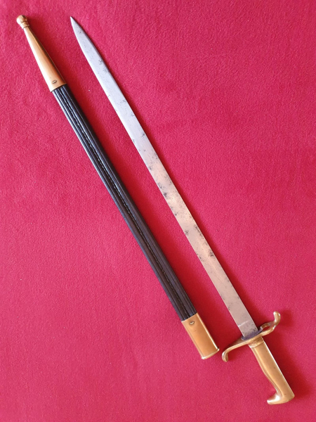Orig. Preuß. Seitengewehr M1871 m. Scheide Klingenätzungen Herst. Ritterkopf W.R. Kirschbaum Selten – Bild 2