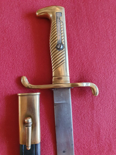 Orig. Preuß. Seitengewehr M1871 m. Scheide Klingenätzungen Herst. Ritterkopf W.R. Kirschbaum Selten – Bild 4