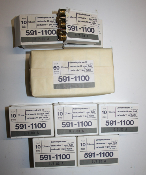200 St. Patronen original Schweiz GP11 Kal. 7,5x55 -NUR HÄNDLER & MES- – Bild 1