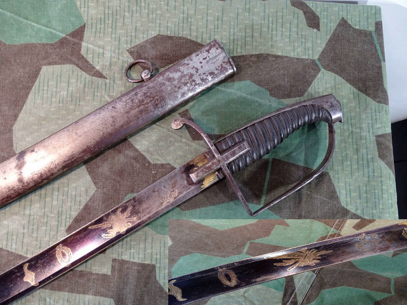 Historischer, Altpreussischer Husarensäbel, Solinger Klinge mit vergoldeter Gravur, M 1721? – Bild 3