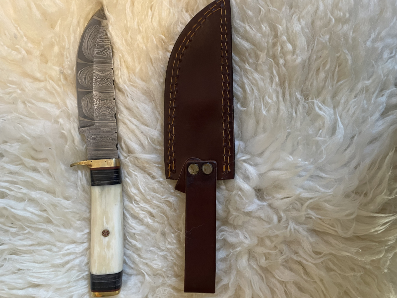 Jagdmesser Damast mit toller Lederscheide – slika 2