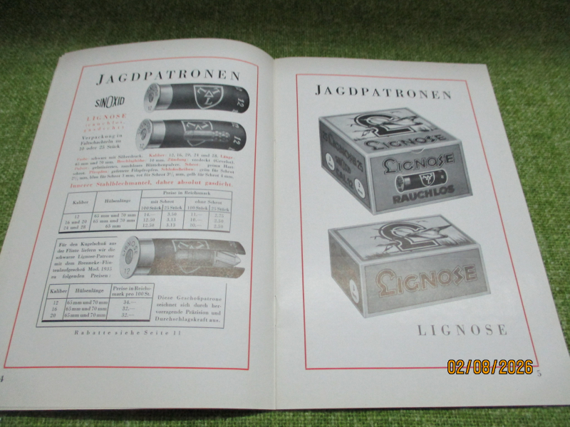 sammlerpatronen,jagd,sport,militär,schrot,katalog,lignose – imagen 2