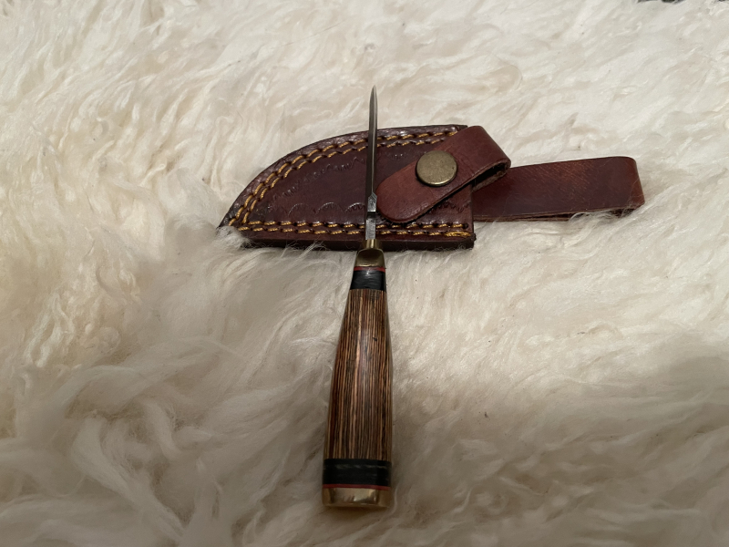 Kleineres Damastmesser rötlicher Griff – slika 6