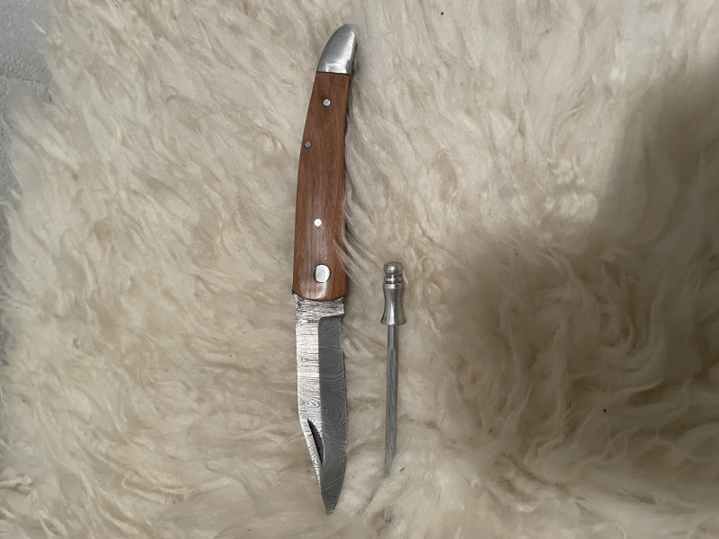Damast Taschenmesser mit Schärfstab – 2. kép
